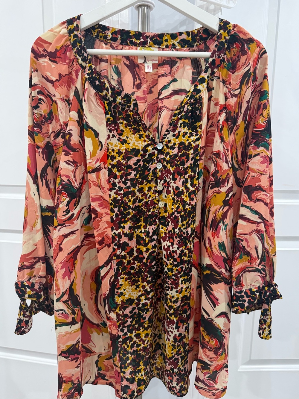 NWT Fig and Flower by Anthropologie Women's Plus Printed 3/4 Sleeve Tunic 3X